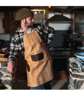 Tablier en liège avec brides réglables et poche frontale